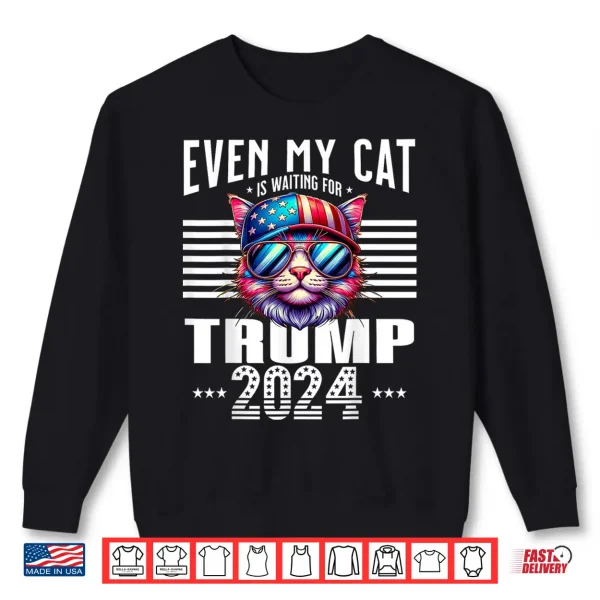 Sweatshirt Even My Cat Is Waiting For Trump 2024 Maine Coon Supporters Shirt