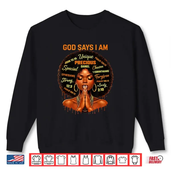 Sweatshirt Faith God African American Black Women Christian Afro Shirt