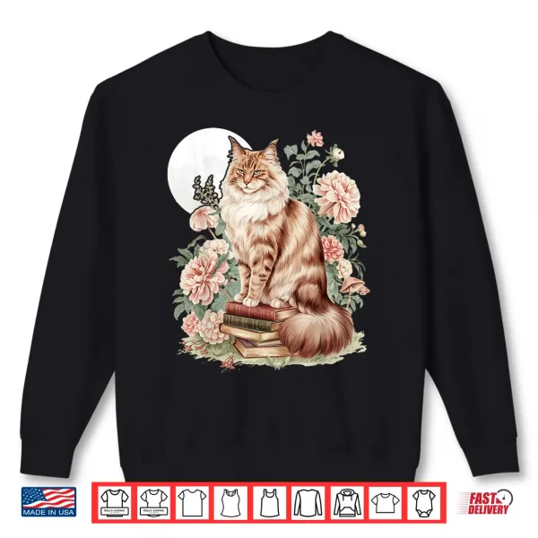 Sweatshirt Floral Cottagecore Maine Coon Cat Lover Shirt