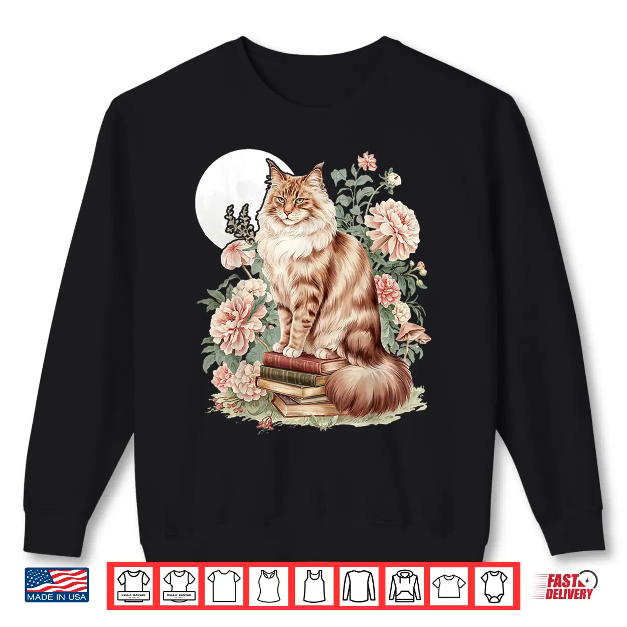 Floral Cottagecore Maine Coon Cat Lover Shirt