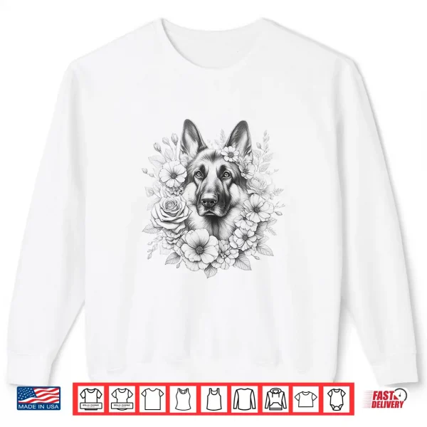 Sweatshirt Floral German Shepherd Dog Mom Flower Design Shirt