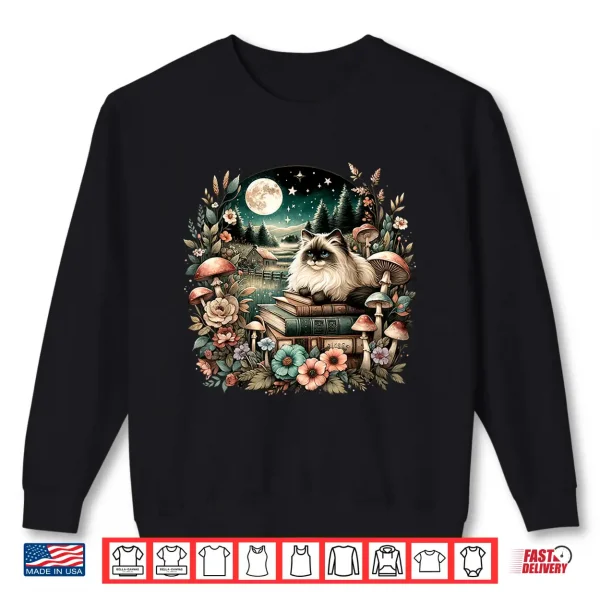Sweatshirt Floral Womens Cottagecore Ragdoll cat Lover Shirt