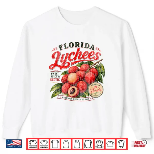 Sweatshirt Florida Lychees Distressed Retro Exotic Fruit Design Shirt
