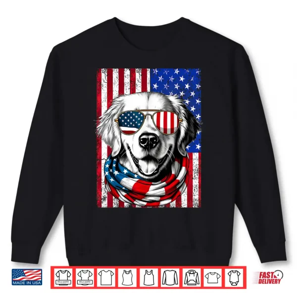 Sweatshirt Fourth Of July Golden Retriever Dog American Flag USA Patriotic Shirt