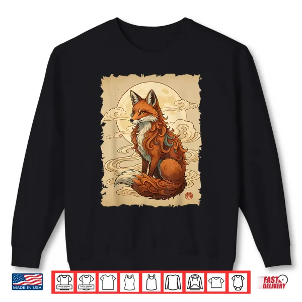 Sweatshirt Fox Japanese Art Kitsune Style Kawaii Anime Traditional Fox Shirt