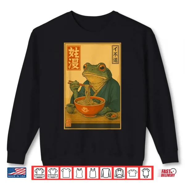 Sweatshirt Frog Eating Ramen Kawaii Neko Japanese Noodles Anime Lovers Shirt 2