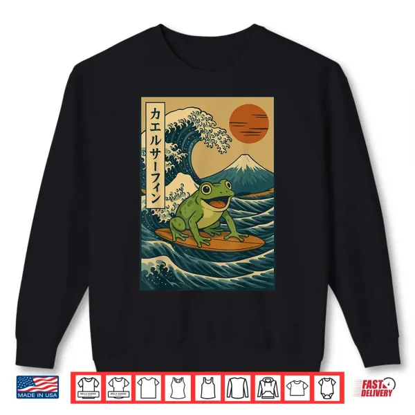 Sweatshirt Frog Surfing Japanese Shirt