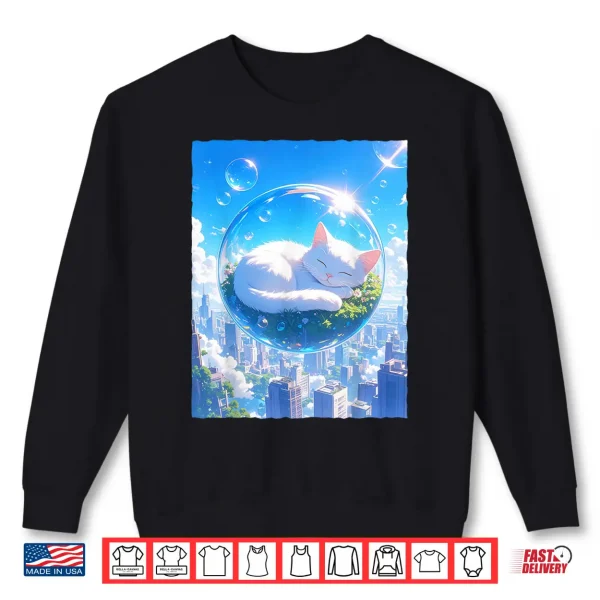 Sweatshirt Frutiger Aero Kawaii Sleeping Cat in Bubble Aesthetic Shirt