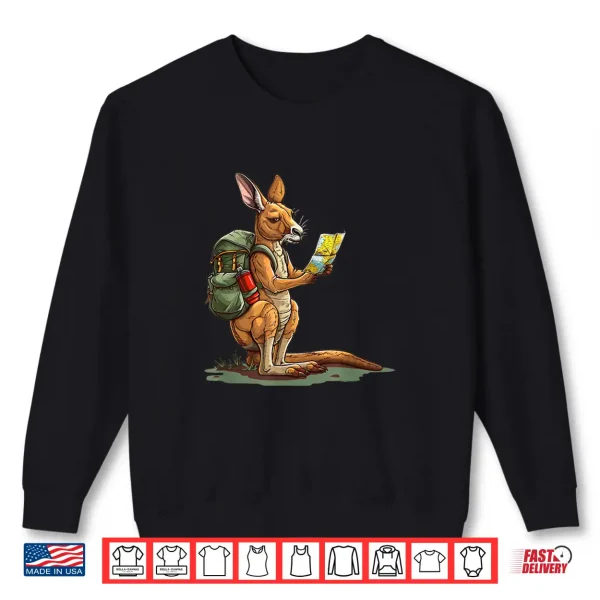 Sweatshirt Funny Adventures Kangaroo with Backpack and Map Costume Shirt