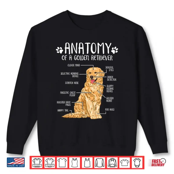 Sweatshirt Funny Anatomy Golden Retriever Dog Lover Gift Shirt