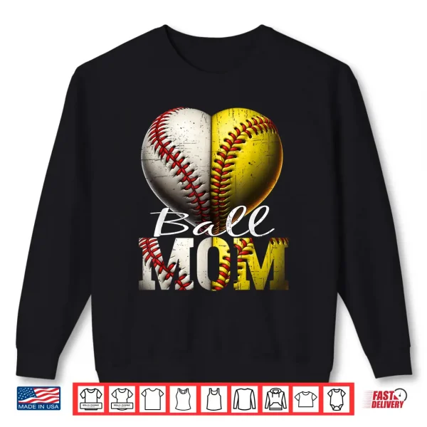 Sweatshirt Funny Ball Mom Softball Baseball Women Baseball Softball Shirt