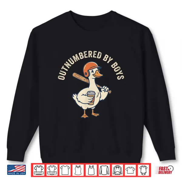 Sweatshirt Funny Boy Mom Goose Mothers Day Outnumbered By Boys Baseball Shirt