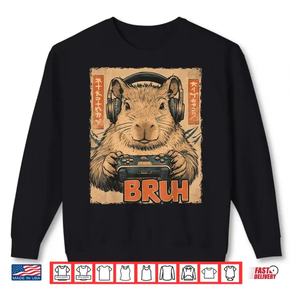 Sweatshirt Funny Capybara Bruh Video Games Japanese Anime Manga Kawaii Shirt
