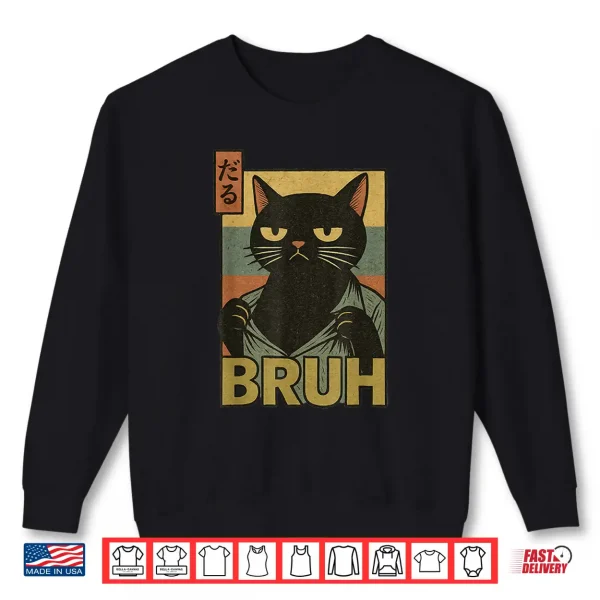 Sweatshirt Funny Cat Bruh Teen Boys Girls Men Women Meme Japanese Anime Shirt