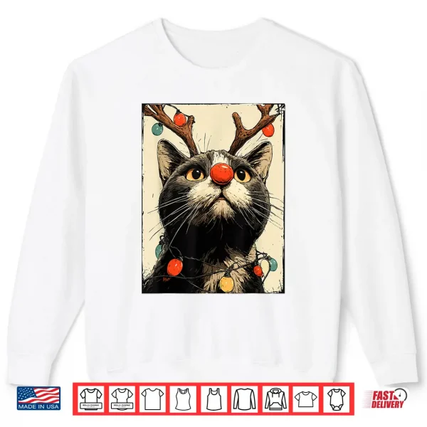 Sweatshirt Funny Christmas British Shorthair Cat Holiday Lights Festive Shirt