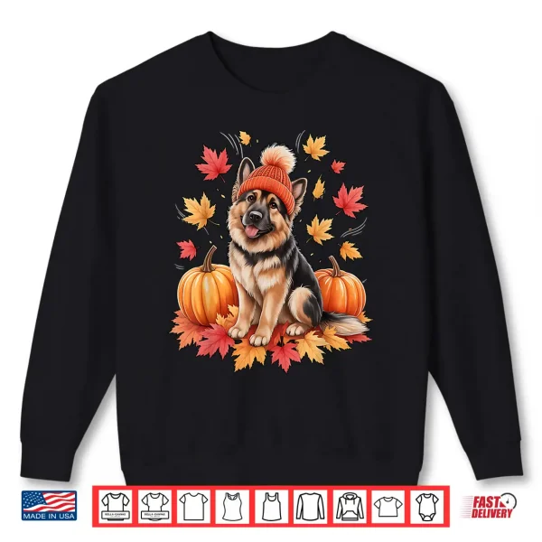 Sweatshirt Funny German Shepherd Fall Scarf Autumn Leaves Dog Lovers Shirt