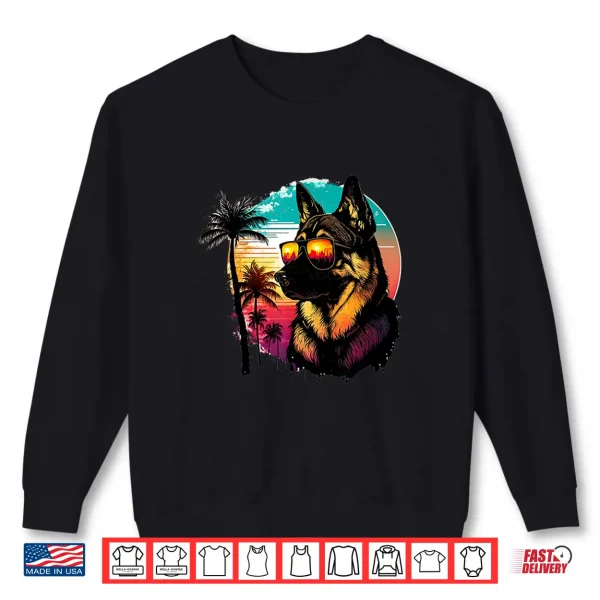 Sweatshirt Funny German shepherd Dog Sunglasses Sunset vintage Shirt
