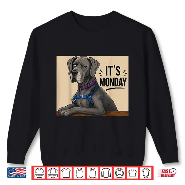 Sweatshirt Funny Grumpy Dog Monday Pixel Art Great Dane Shirt
