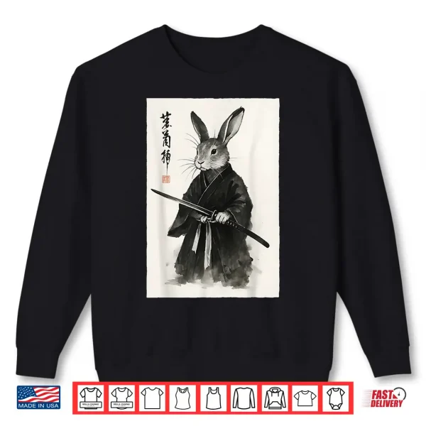 Sweatshirt Funny Japanese Anime Manga Style Martial Arts Samurai Rabbit Shirt