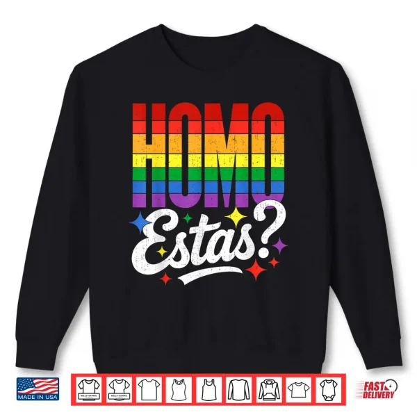 Sweatshirt Funny LGBTQ Pride Design Homo Estas and Heart Gay Support Shirt