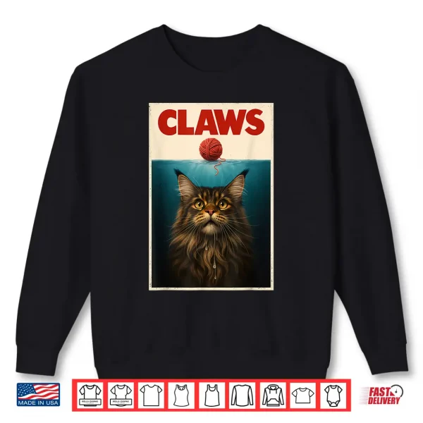 Sweatshirt Funny Maine Coon Cat CLAWS Yarn Ball Top Kitten Shirt for Men Women Kids