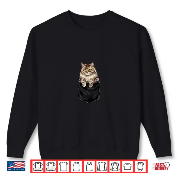 Sweatshirt Funny Maine Coon Cat In Pocket Animal Cute Women Men Shirt