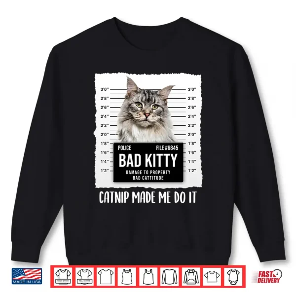Sweatshirt Funny Maine Coon Cat Lover Gift for Women Catnip made me do Shirt