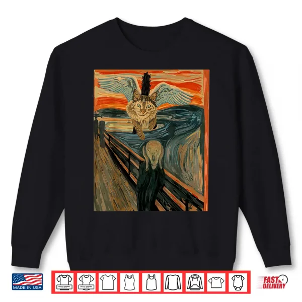 Sweatshirt Funny Maine Coon Cat The Scream Flying Maine Coon Kitty Shirt