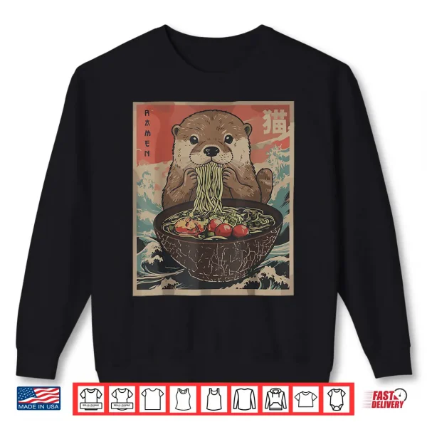 Sweatshirt Funny Otter Ramen Kawaii Anime Japanese Graphic Women Men Shirt