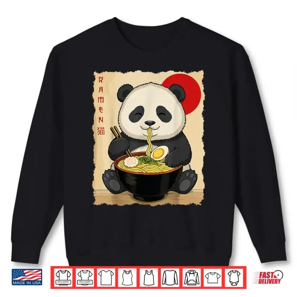 Sweatshirt Funny Panda Ramen Kawaii Anime Japanese Graphic Women Men Shirt