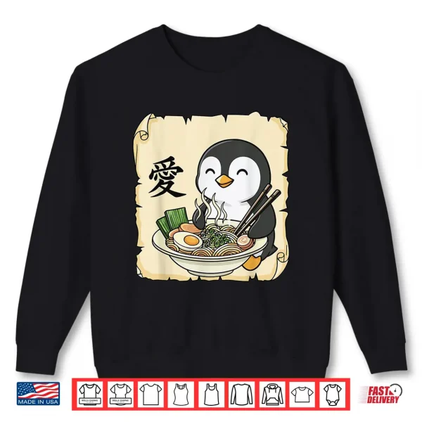 Sweatshirt Funny Penguin Ramen Kawaii Anime Japanese Graphic Women Men Shirt