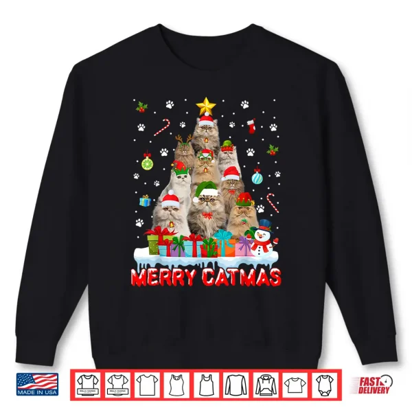 Sweatshirt Funny Persian Cat Lovers Cute Holiday Christmas Tree Shirt