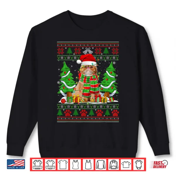 Sweatshirt Funny Persian Cat Santa Hat Ugly Christmas Sweater Xmas PJS Shirt