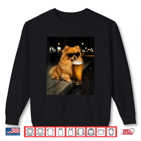 Funny Pomeranian Drinking Beer Vintage Dog Lover Meme Humor Shirt 2 Sweatshirt Funny Pomeranian Drinking Beer Vintage Dog Lover Meme Humor Shirt