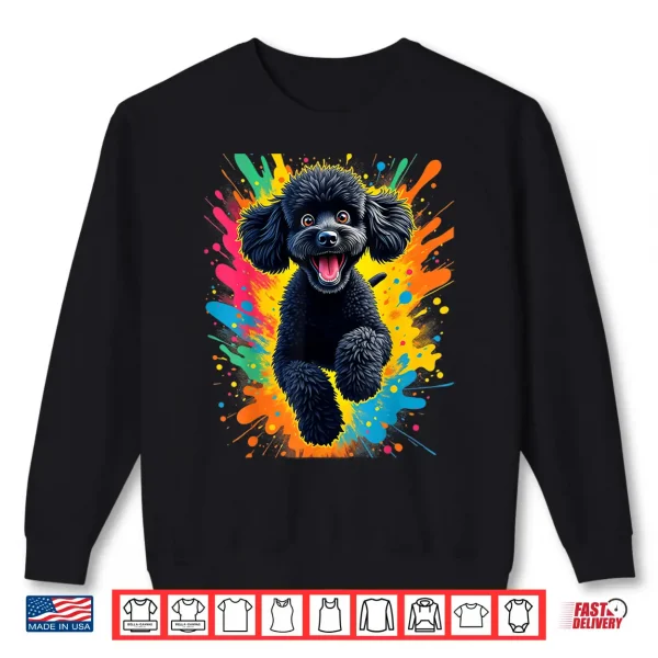 Sweatshirt Funny Poodle Dog Jumping Design for Black Poodle Lovers Shirt