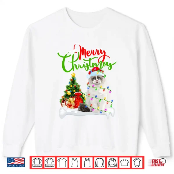 Sweatshirt Funny Ragdoll Cat Lover Xmas Lighting Ragdoll Cat Christmas Shirt