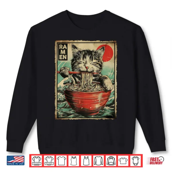 Sweatshirt Funny Ramen Cat Noodle Lovers Anime Otaku Shirt