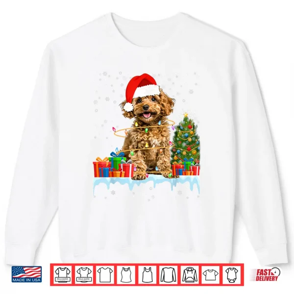 Sweatshirt Funny Santa Poodle Dog Christmas Lights Xmas Pajamas Shirt