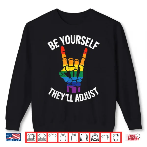 Sweatshirt Funny Skeleton Hand LGBTQ Pride Rock Gift Women Girls Shirt