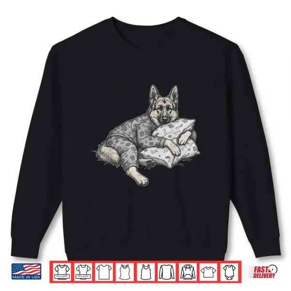 Sweatshirt Funny Sleepy German Shepherd Dog Pajama GSD Shirt
