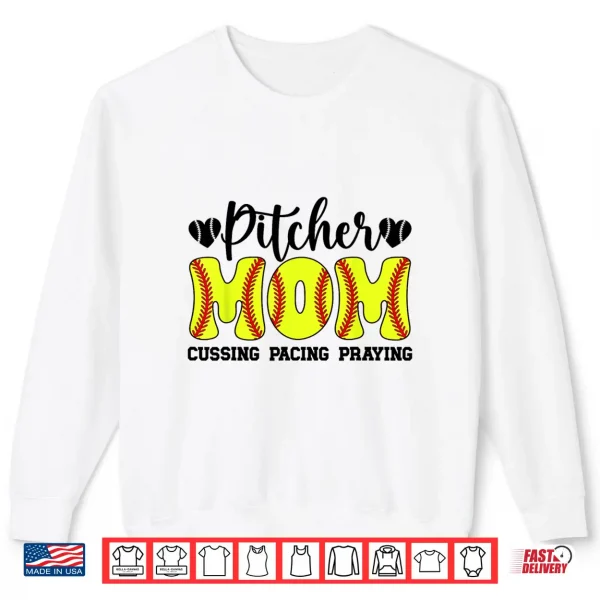 Sweatshirt Funny Softball Pitcher Mom Of A Softball Pitcher Mama Shirt