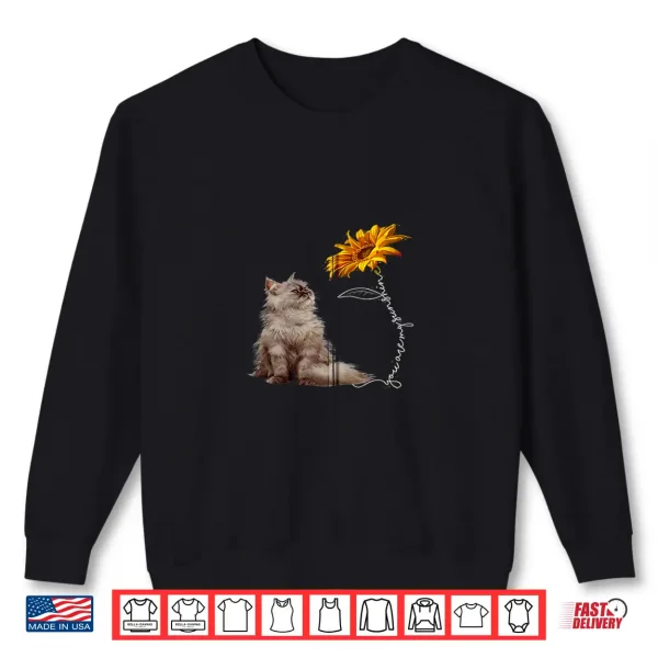 Sweatshirt Furry Persian Cat Looking at the Sunflower Shirt