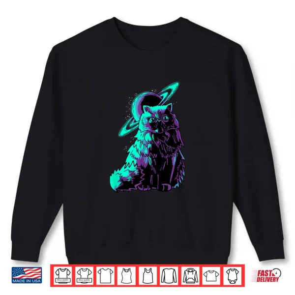 Sweatshirt Galaxy Saturn Planet Persian Cool Cat Feline Cat Lover Gift Shirt