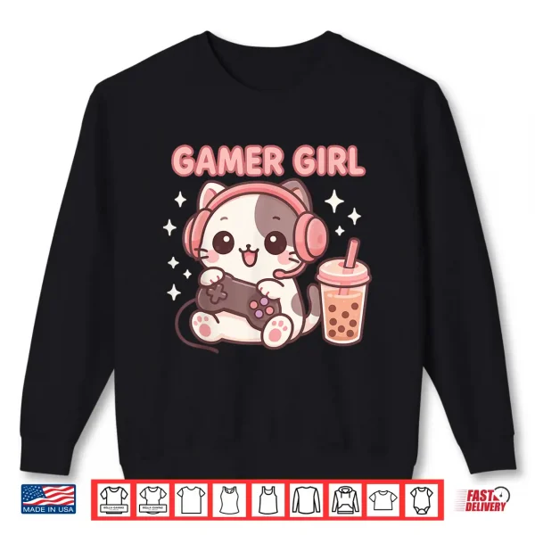 Sweatshirt Gamer Girl Cat Shirt
