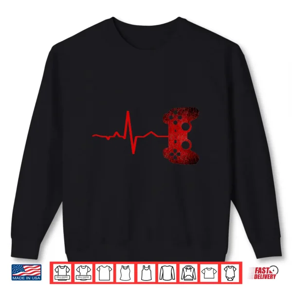 Sweatshirt Gamer Heartbeat Video Games E Sports Fan Gift Boys Teens Men Shirt