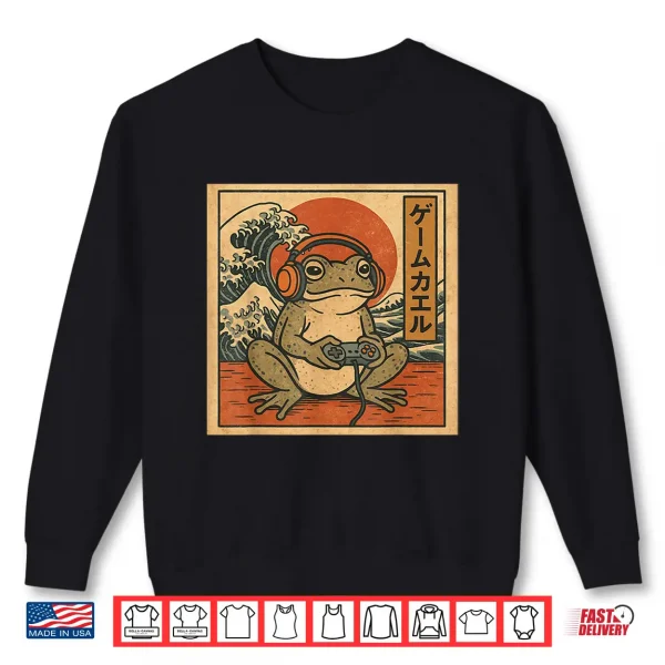 Sweatshirt Gaming Frog Art Ukiyo e Japanese Gamer Anime Men Women Boys Shirt