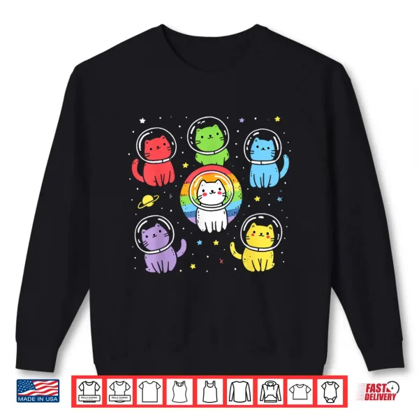 Sweatshirt Gay Cats In Space Rainbow Pride Month Lgbt Ally Shirt