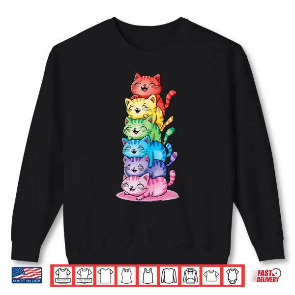 Sweatshirt Gay Pride Month Ally Cat Funny LGBTQ Rainbow Men Women Kids Shirt