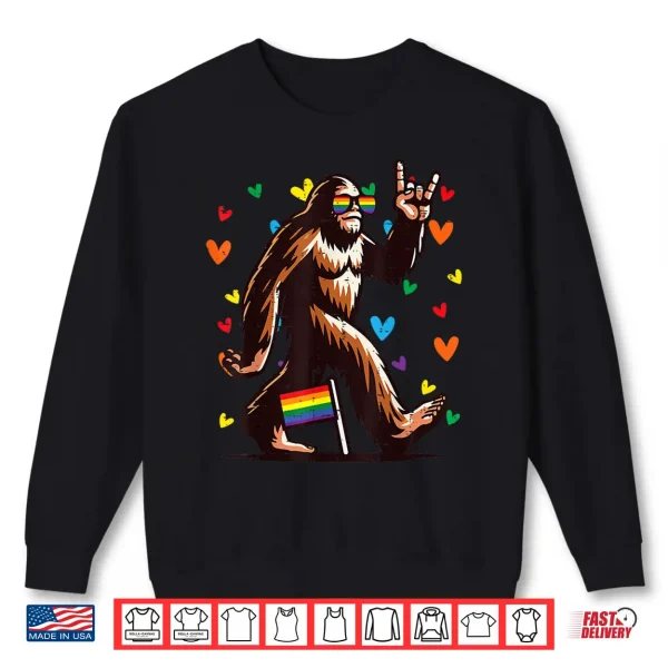 Sweatshirt Gay Pride Month Bigfoot Sasquatch LGBTQ Ally Rainbow Men Shirt