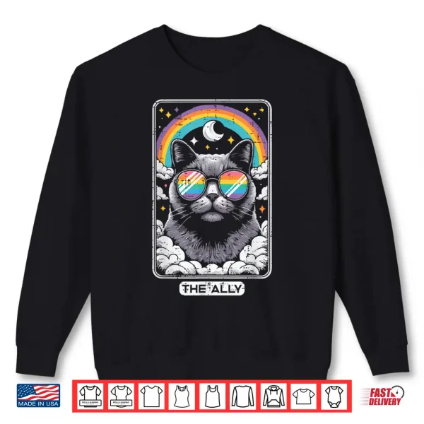 Sweatshirt Gay Pride Month Cat Card The Ally LGBTQ Rainbow Men Women Shirt